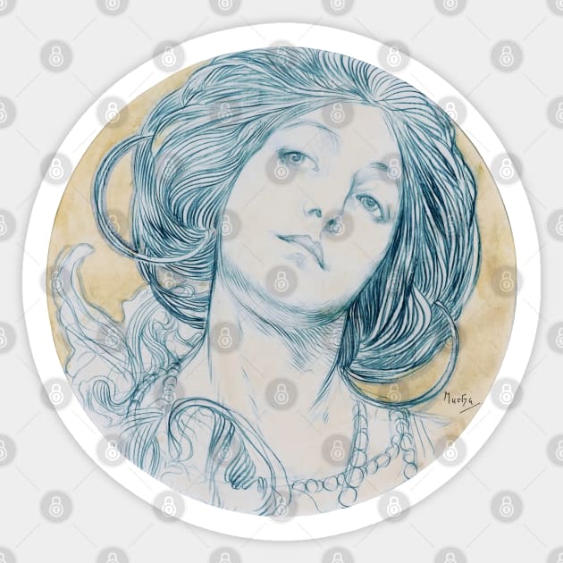 Head of a young woman Sticker by UndiscoveredWonders